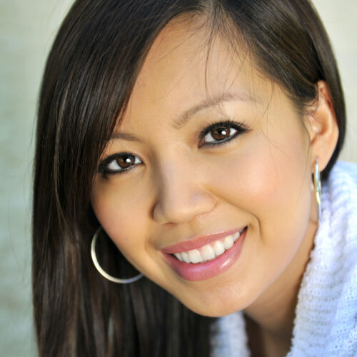 woman smiling and look at camera with beautiful white teeth